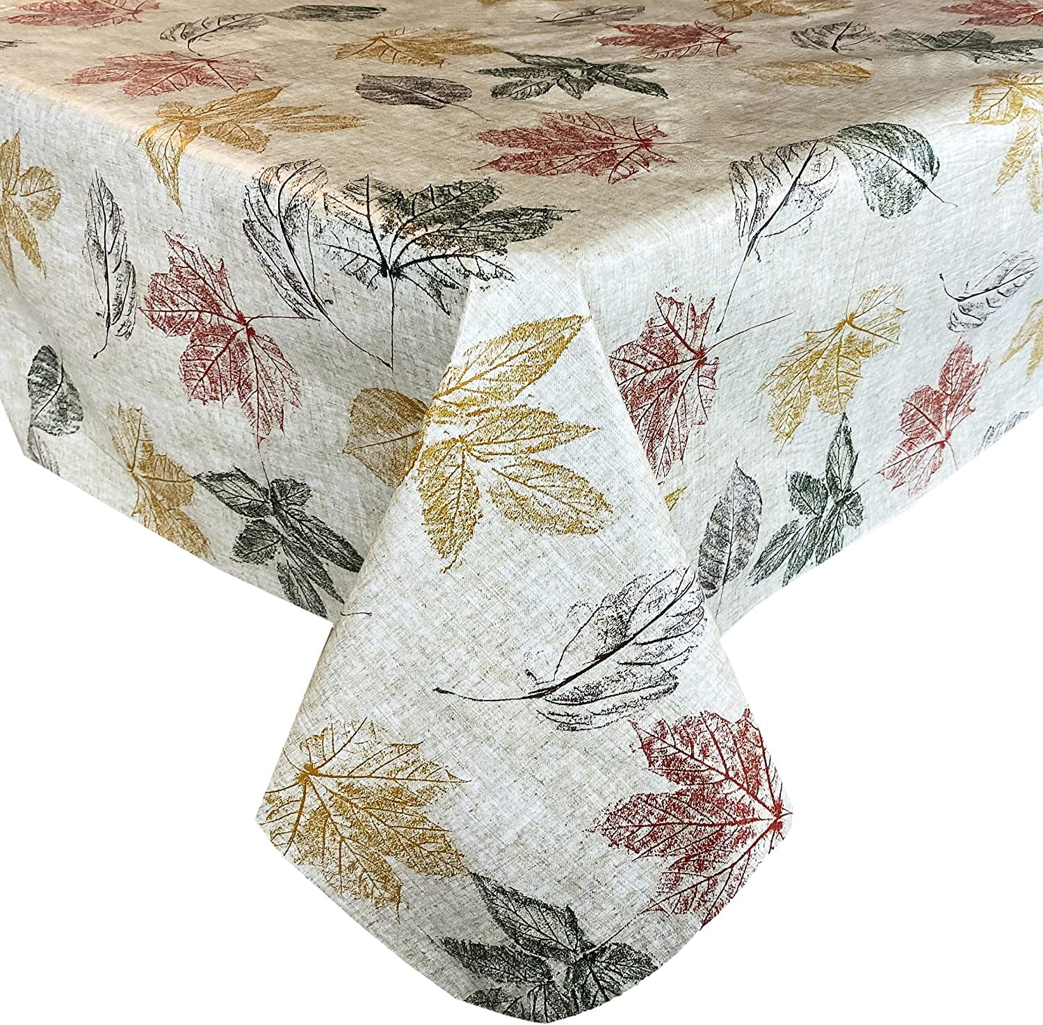 Newbridge Stamped Abstract Autumn Leaves Print Vinyl Flannel Backed