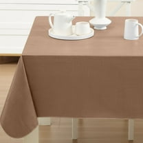 Newbridge Taupe Basketweave 52 x 52 inch Square Solid Vinyl Flannel Backed Dining Tablecloth