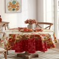 thumbnail image 1 of Newbridge Thanksgiving Bountiful Harvest Country Cottage Print Oval Vinyl Tablecloth with Flannel Backing, 60 x 84 Inch, Pumpkin, Sunflower and Leaf Border Design Table Cover for Holiday Dining, 1 of 8