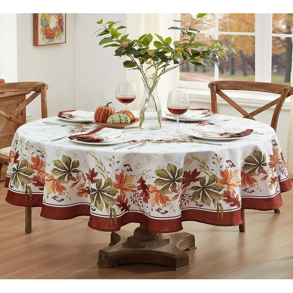Newbridge Thanksgiving Elements of Nature Fall Foliage 60 x 84 Inch Oval Fabric Tablecloth