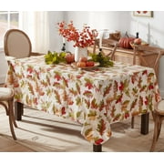 Newbridge Thanksgiving Fall Acorn and Leaf Print 52 x 52 inch Square Vinyl Tablecloth with Flannel Backing