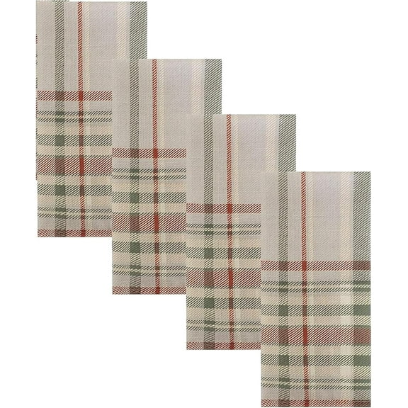Newbridge Thanksgiving Green Autumn Pocono Rustic Plaid Set of 4 Fabric Napkins