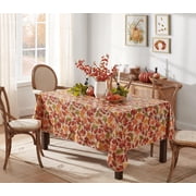Newbridge Thanksgiving Leaves are Falling Rectangle Vinyl Tablecloth with Flannel Backing, 60 x 120 Inch, Autumn and Fall Season Contemporary Leaf Print Waterproof Dining Table Cover