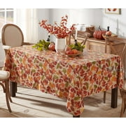 Newbridge Thanksgiving Leaves are Falling Square Vinyl Tablecloth with Flannel Backing, 52 x 52 Inch, Autumn and Fall Season Contemporary Leaf Print Waterproof Dining Table Cover