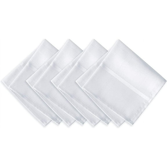 Newbridge White Elegance Plaid Set of 4 Fabric Dining Room Party Napkins