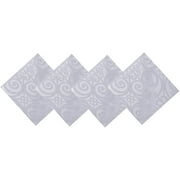 Newbridge White Ironworks Scroll Damask Holiday, Thanksgiving and Christmas Fabric Napkin Set, Contemporary Damask Soil Resistant, No Iron, Soil Resistant Napkins, Set of 8 Fabric Napkins