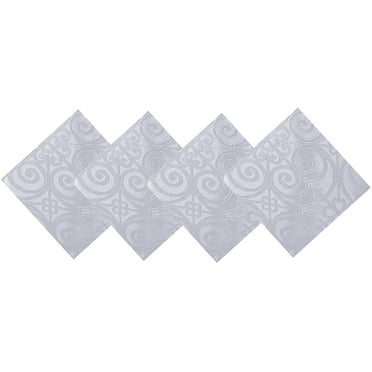 Newbridge White Ironworks Scroll Damask Holiday, Thanksgiving and Christmas Fabric Napkin Set, Contemporary Damask Soil Resistant, No Iron, Soil Resistant Napkins, Set of 8 Fabric Napkins