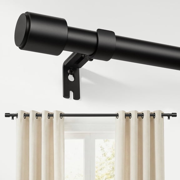 Newburos Heavy Duty Curtain Rods,1 Inch Black Curtain Rod Adjustable for Windows 72 to 144 Inch,Long Curtain Rods with Metal Finials,Easy Installation and Modern Design for Living Room & Bedroom