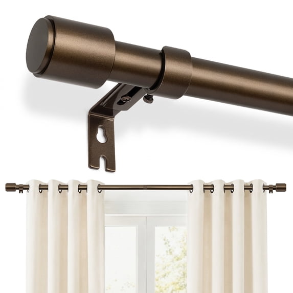 Newburos Heavy Duty Curtain Rods,1 Inch Bronze Curtain Rod Adjustable for Windows 48 to 86 Inch with Metal Finials,Easy Installation and Modern Design for Living Room & Bedroom