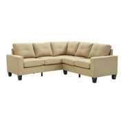 Newbury 82 In. W 2-Piece Faux Leather L Shape Sectional Sofa In Beige