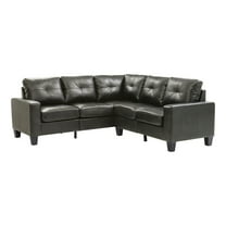 Newbury 82 In. W 2-Piece Faux Leather L Shape Sectional Sofa In Black