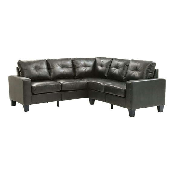 Newbury 82 In. W 2-Piece Faux Leather L Shape Sectional Sofa In Black