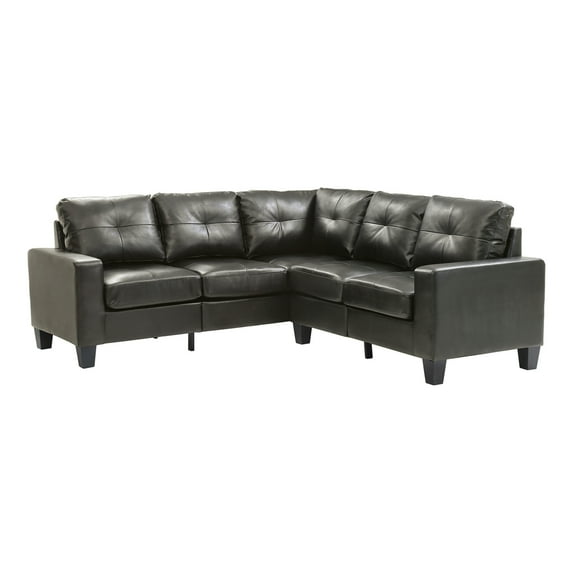 Newbury 82 In. W 2-Piece Faux Leather L Shape Sectional Sofa In Black