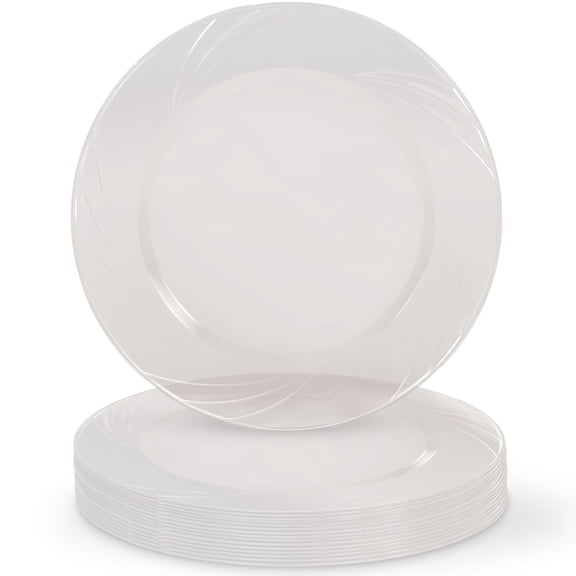 Newbury Clear Plastic Luncheon Plates, 9.5" AFN1(Pack of 15) - Disposable & Elegant Design, Perfect for Entertaining, Events, Parties, Weddings, Birthdays, & More