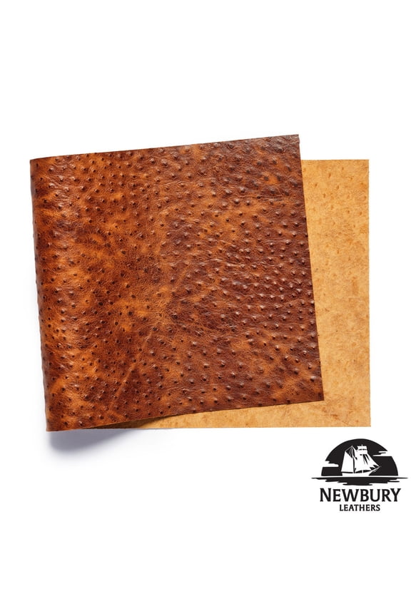 , Ostrich Embossed, Panel, Cognac
