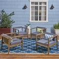 thumbnail image 1 of Newbury Outdoor Acacia Wood Club Chairs with Cushions, Set of 4, Gray, Dark Gray, 1 of 6
