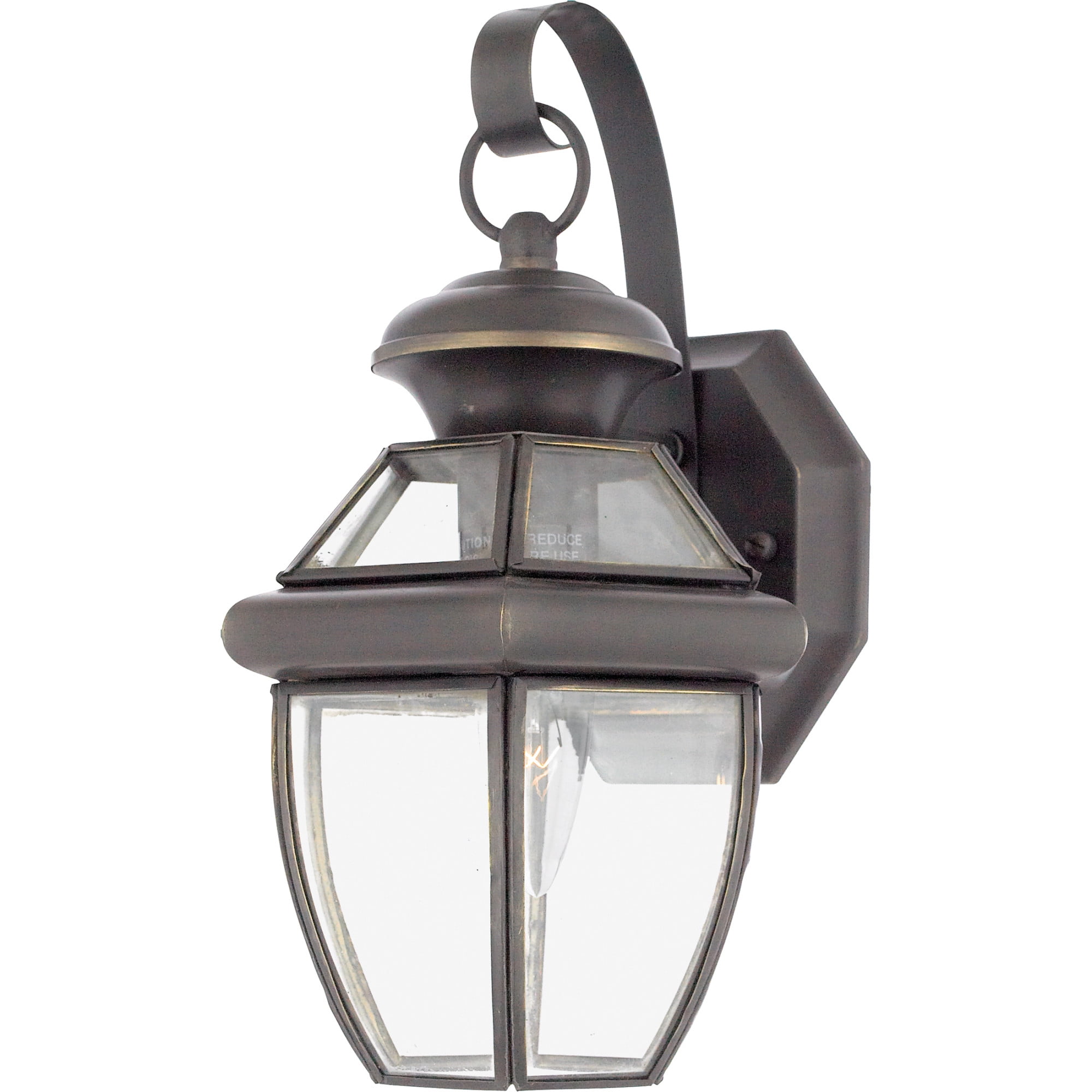 Medici Bronze 12-Inch Outdoor Wall Lantern with Clear Glass