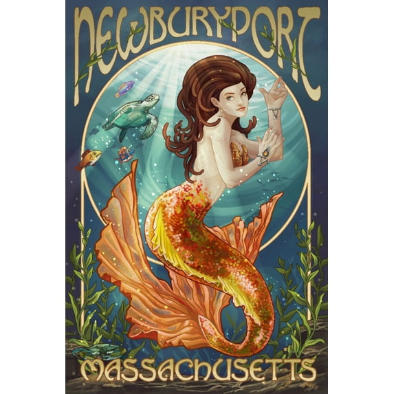Newburyport, Massachusetts, Mermaid (24x36 Giclee Gallery Art Print, Vivid Textured Wall Decor)