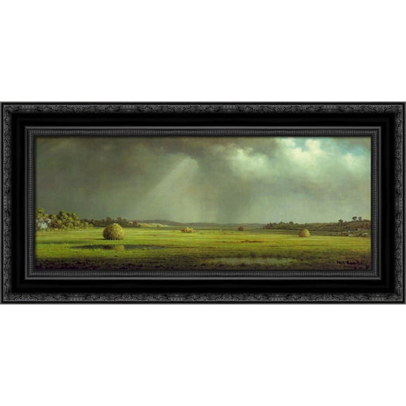Newburyport Meadows 24x15 Black Ornate Wood Framed Canvas Art by Heade, Martin Johnson