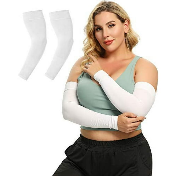 Newbyinn Arm Sleeves for Men Women Plus Size XL XXL, Compression, Sun Protection, 2 Pairs