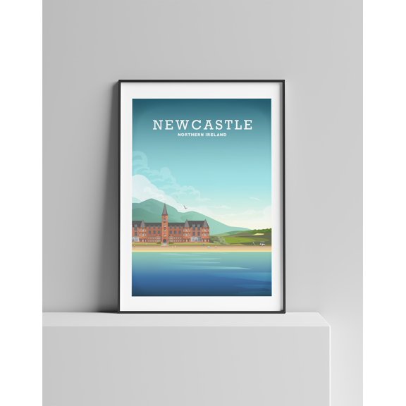 Newcastle County Down Mourne Mountains Irish Travel Poster