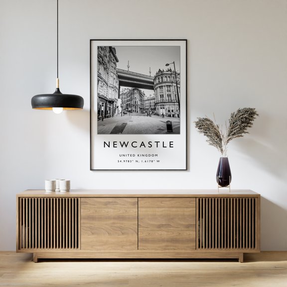 Newcastle England Black And White Travel Print