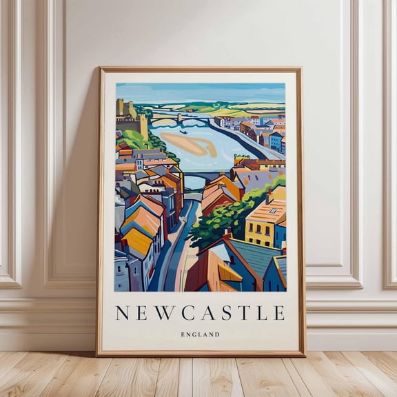 Newcastle England Travel Tyne Bridges Cityscape Art, Unframed Paper Print