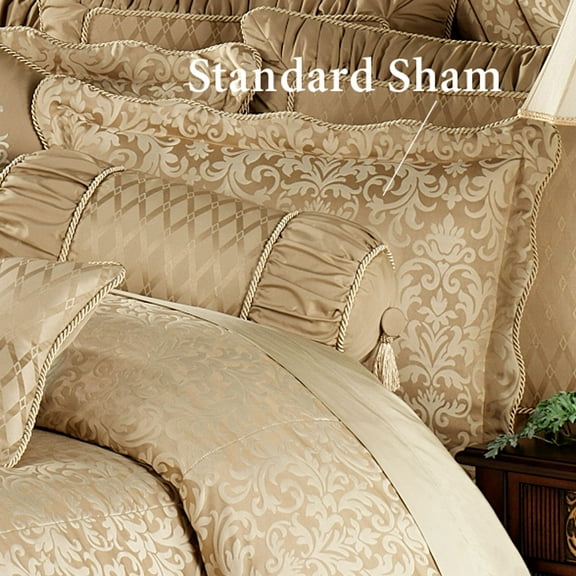 Newcastle Golden Tan Damask Scroll Bedding Sham Tailored King