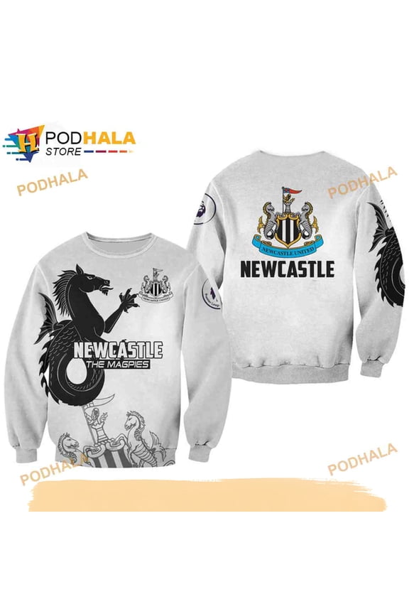 Newcastle The Magpies Black White Fans Hoodie T-Shirt 3D