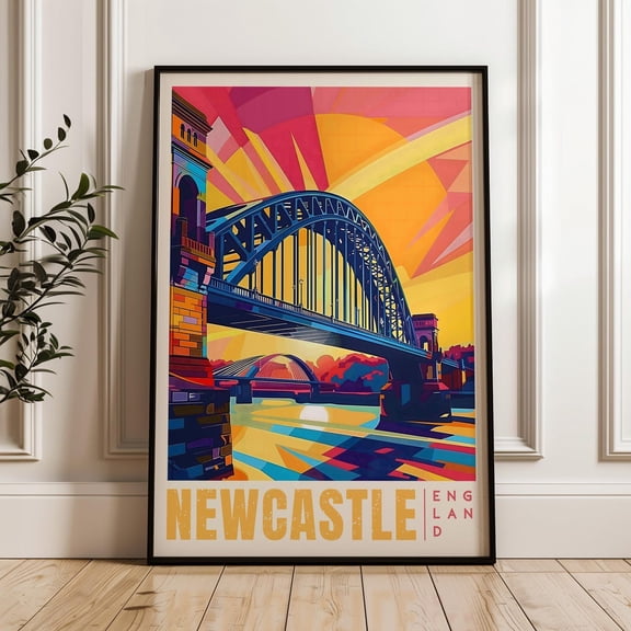 Newcastle Travel Poster - England Wall Art Print, Illustration Poster, Home & Office Decor, Gift Idea, Travel Print, Cityscape Poster Wall Art, Modern Wall Decor, 8x12 UNFRAMED