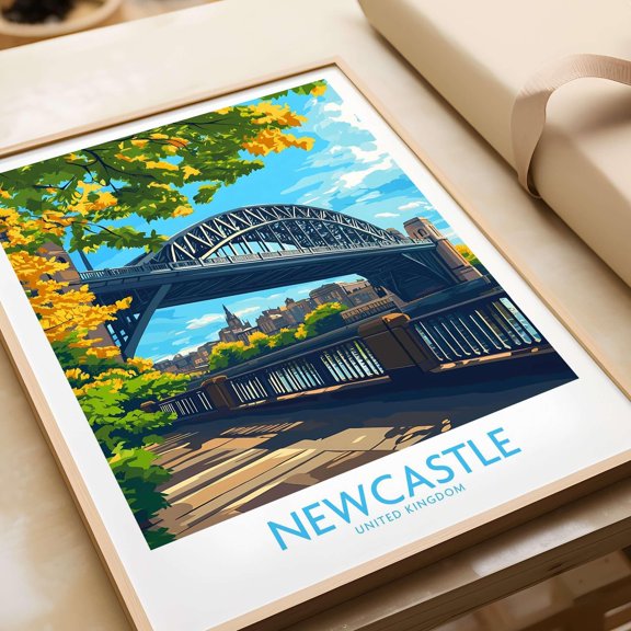Newcastle upon Tyne Travel Poster Wall Art Gift