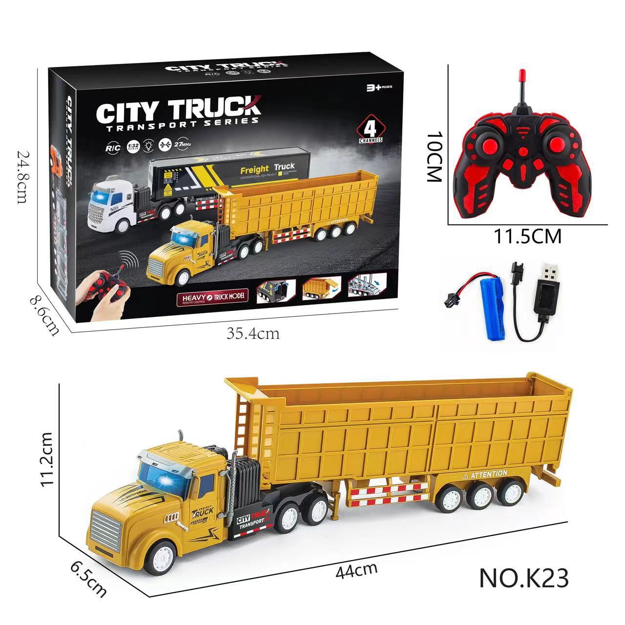 Newce children‘s toy car remote control trailer semi-trailer tractor cargo truck truck container truck truck Engineering
