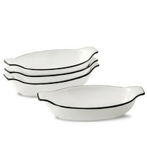 Newday-Oval Baking Dish Set for Oven, White Porcelain Small Mini Casserole Dish, Au Gratin Baking Dish, Banana Split Bowls, Single Serving - 9 inch, Set of 4