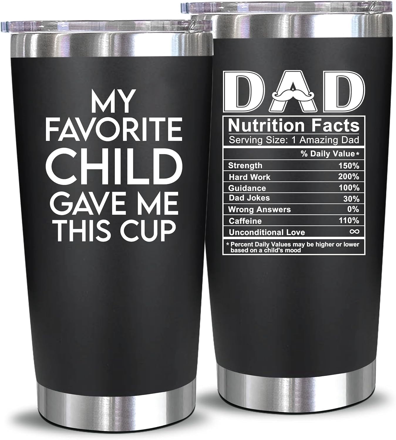 NewEleven Father's day tumbler for Dad from Kids – Funny 20 oz stainless steel travel mug