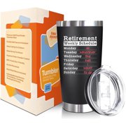 NewEleven Funny Retirement Gift Tumbler, Retirement Weekly Schedule Mug, 20oz Stainless Steel Gift for Coworker or Boss