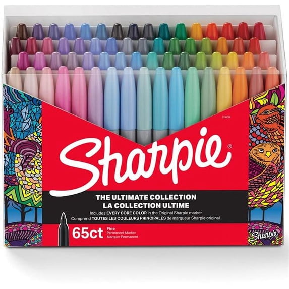 Newell Brands Sharpie Ultimates Permanent Fine Marker Point, Multicolor - Pack of 65