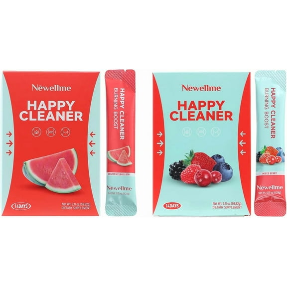 Newellme Watermelon Berry Superfoods Happy Cleaner Probiotic Powder, Happy Cleaner para Bajar De Peso, Natural Antioxidant & Greens Mix with Fruits and Veggies 28 Days