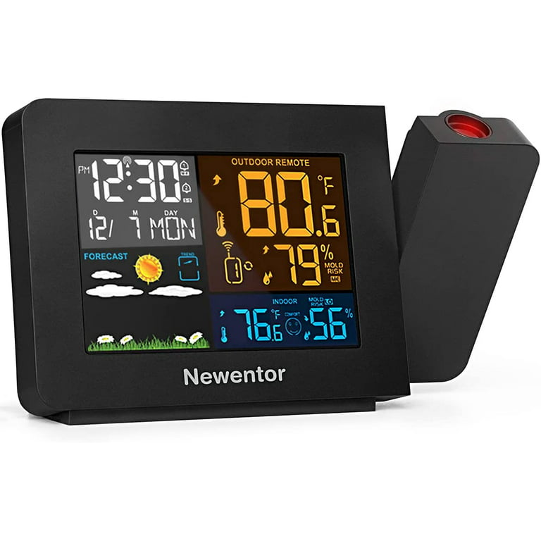 Newentor Wireless Weather Station With 3 Sensors Alarm Clock Indoor &  Outdoor Thermometer Hygrometer