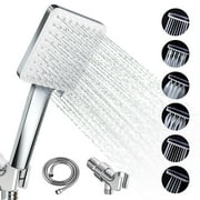 Newentor 6 Settings Handheld Shower Head-High Pressure, Detachable Shower Head with  Hose &Shower Stand