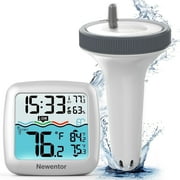 Newentor Pool Thermometer, IPX8 Wireless Swimming Pool Thermometers, Floating Thermometer with Indoor Temperature & Humidity Monitor, for Swimming Pool, Hot Tub, Fish Tank, White