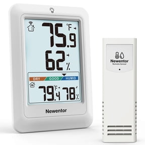 Newentor Portable Indoor Outdoor Thermometer, Wireless Weather Station with 1 Remote Sensor, Temperature and Humidity Monitor, ℉/℃ Switchable, Air Comfort Indicator, White