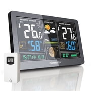 Newentor Home Weather Station, Indoor Outdoor Thermometer with 1 Outdoor Sensor, Black
