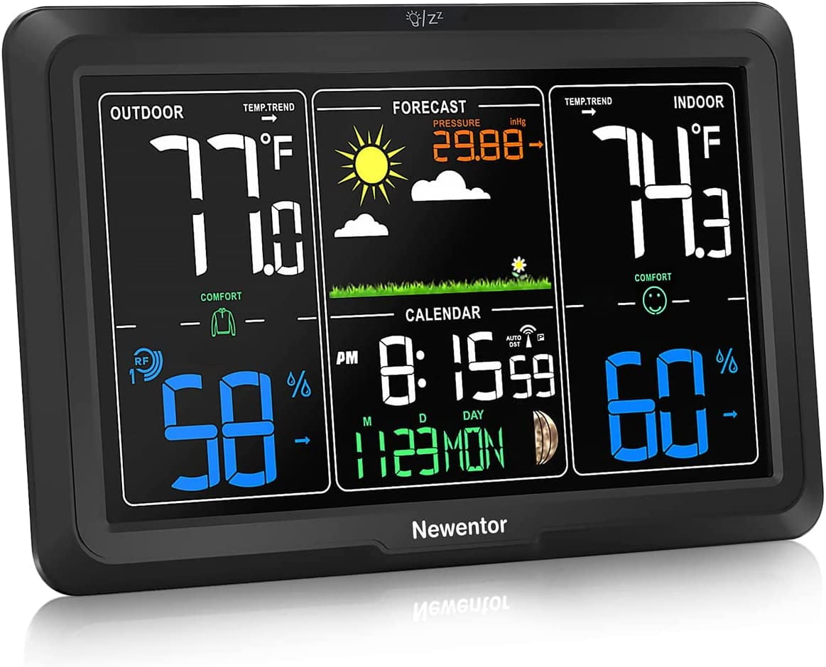 Weather Station With Outdoor Indoor Sensor, Msf Wireless Digital Alarm  Clock, Barometer, Temperature, Humidity Monitor, Weather Forecast For Home  Gard
