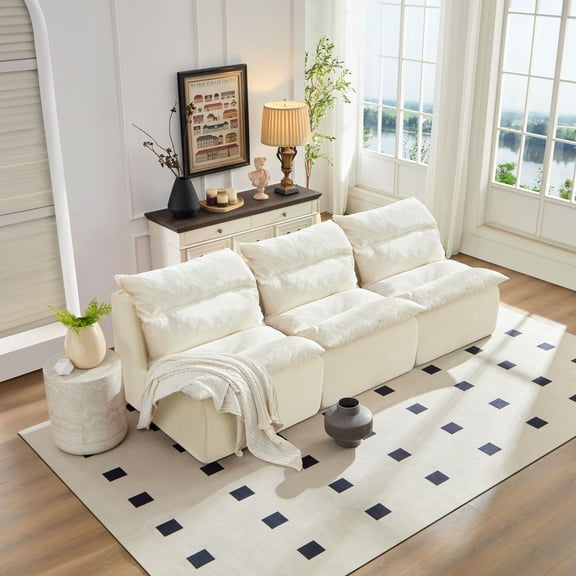 Newest 104-Inch Corduroy Modular L Shaped Sectional Sofa,Luxury Floor Couch Set,Upholstered Indoor Furniture,Foam-Filled Compressed Sofa for Living Room,Bedroom,4 PC Free Combination