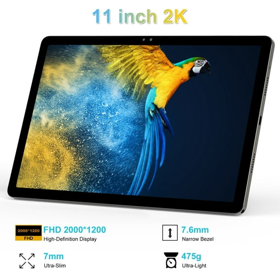 Newest 11 inch Android 14 Tablet, 18GB RAM, 128GB ROM, 1TB Expand, 2K Display, Octa-Core 5G/2.4G WiFi, 13MP+5MP+5MP Camera, BT 5.0, GPS, 9000mAh, Quad Stereo Speakers