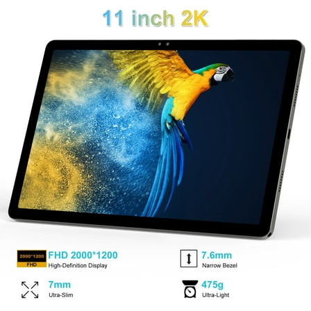 Newest 11 inch Android 14 Tablet, 18GB RAM, 128GB ROM, 1TB Expand, 2K Display, Octa-Core 5G/2.4G WiFi, 13MP+5MP+5MP Camera, BT 5.0, GPS, 9000mAh, Quad Stereo Speakers