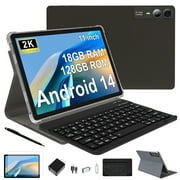 Newest 11 inch Android 14 Tablet, 18GB RAM, 128GB ROM, 1TB Expand, 2K Display, Octa-Core 5G/2.4G WiFi, 13MP+5MP+5MP Camera, BT 5.0, GPS, 9000mAh, Quad Stereo Speakers