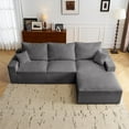 thumbnail image 1 of Newest 110" L-Shaped Sectional Sofa, Full-Compression 3-Seater Cloud Couch with Chaise, No Assembly Required Sofa for Living Room, Ultra-Soft Deep Seat Modular Sofa(Corduroy, Grey), 1 of 7