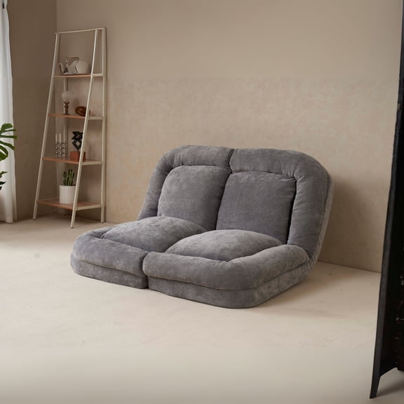 Newest 18-Position Convertible Sofa Bed, Gray Fold-Out Sleeper for Micro-Apartment & Instant Guest Room