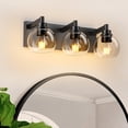 thumbnail image 1 of Newest 19” Modern 3-Light Bathroom Vanity Light, Matte Black Finish with Clear Glass Shades for Mirror, 1 of 11